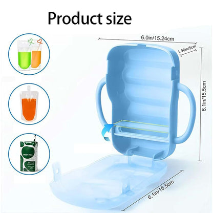 No Squeeze Pouch Holders for Babies | Spill-Proof Drink & Food Carrier