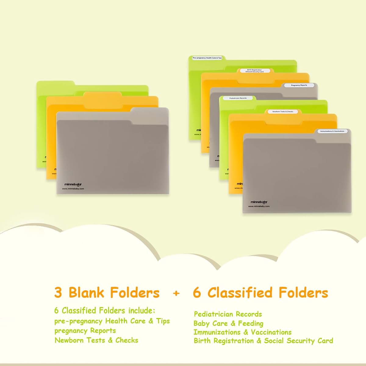 minne baby Baby Document Organizer, Baby Briefcase with 9 Folders (photo 3)