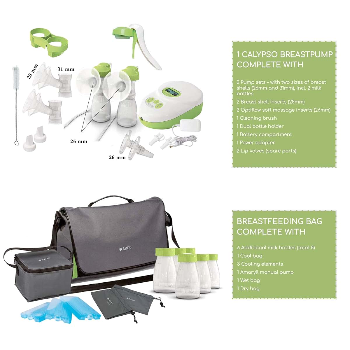 Ardo Calypso-to-Go Double Electric Breast Pump with 64 Settings and Pump Bag