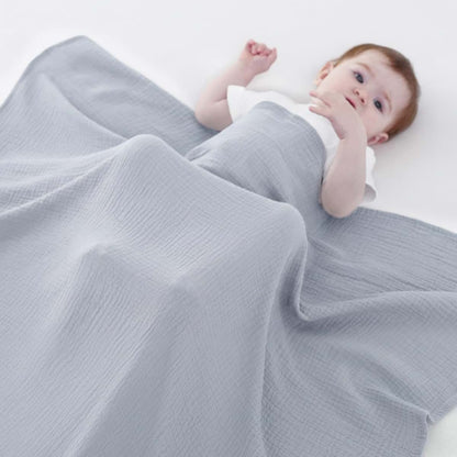 Two Pack Muslin Swaddle Blankets for Baby (Light Blue & Misty Blue)