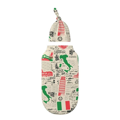Metflot Cotton Baby Swaddle Blanket and Beanie Hat Set Retro Italian Theme