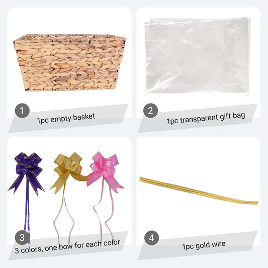 TORMAYS HOME Gift Baskets, Baskets for Gifts Empty (3-Pack), Woven Storage Baskets with Gift Bags & Ribbons, Baby