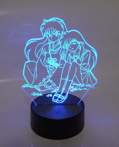 WS Designs Kagome Sitting with Boyfriend 6.5" Tall Laser Engraved 3D LED Desk Lamp with Remote