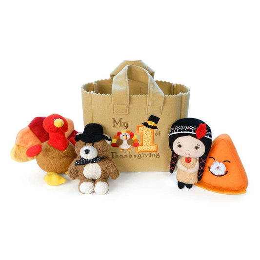 Genius Baby Toys My First Thanksgiving Toy with Plush Gobble Turkey, Teddy Bear, Little Pumpkin Pie, Indigenous Native