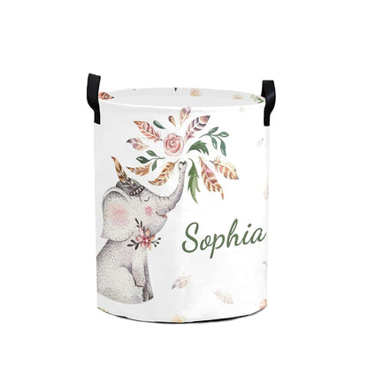 attentive Arts Personalized Collapsible Laundry Hamper with Name Pattern
