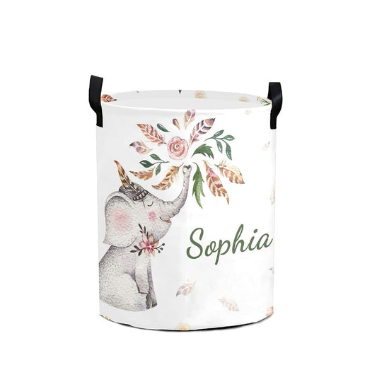attentive Arts Personalized Collapsible Laundry Hamper with Name Pattern