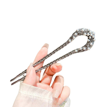 Elegant Pearl Leaf U-Shaped Hair Stick for Women
