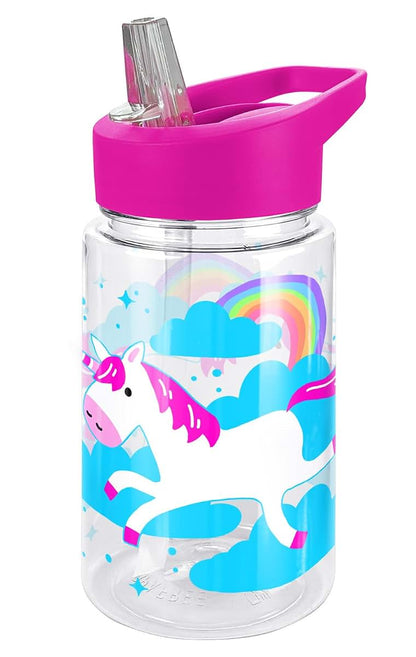 Logovision Kids Tritan Plastic Water Bottle with Straw Lid and Handle