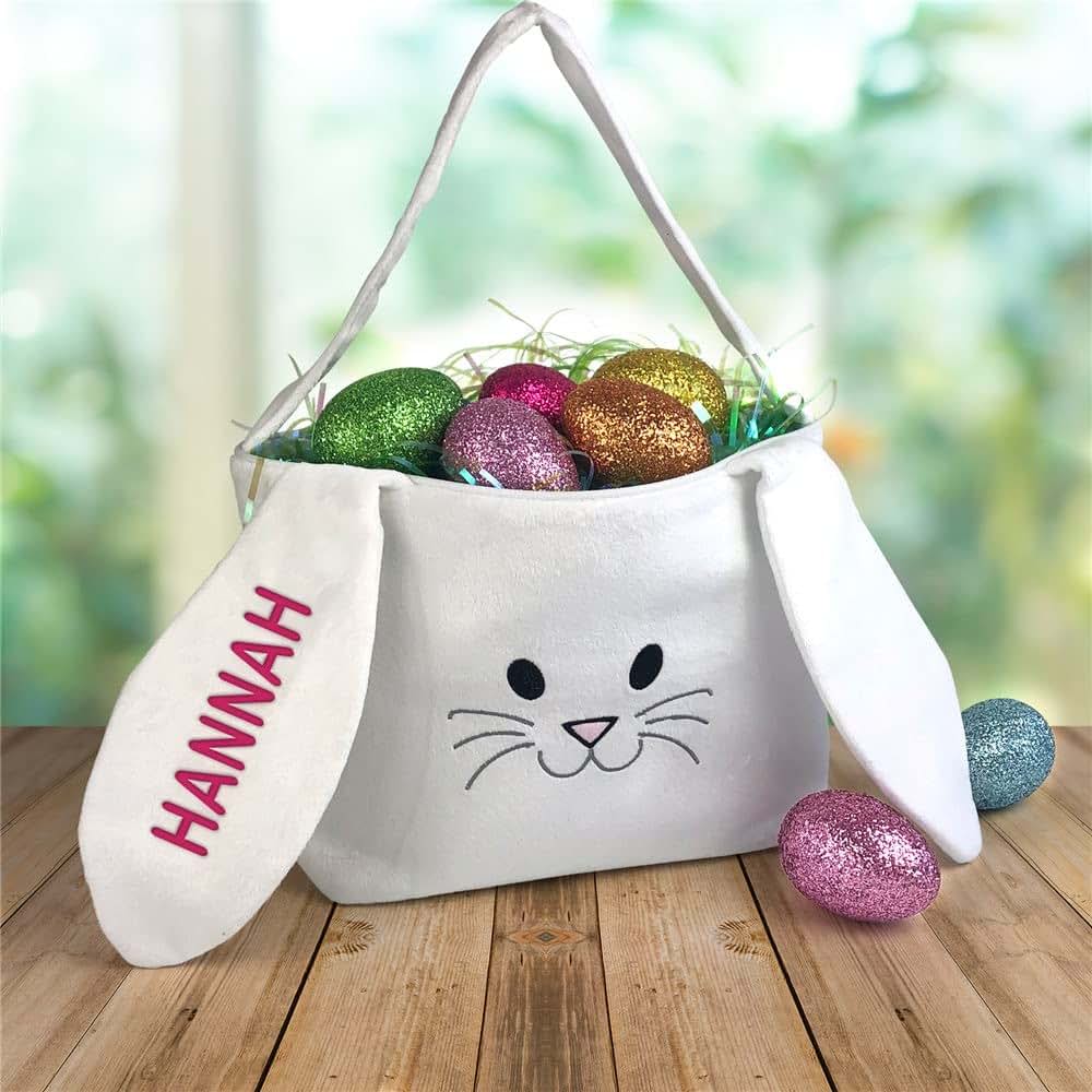 GiftsForYouNow Personalized Embroidered Name Bunny Basket (photo 3)