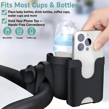 Honghauth Universal Stroller Cup Holder With Phone Case