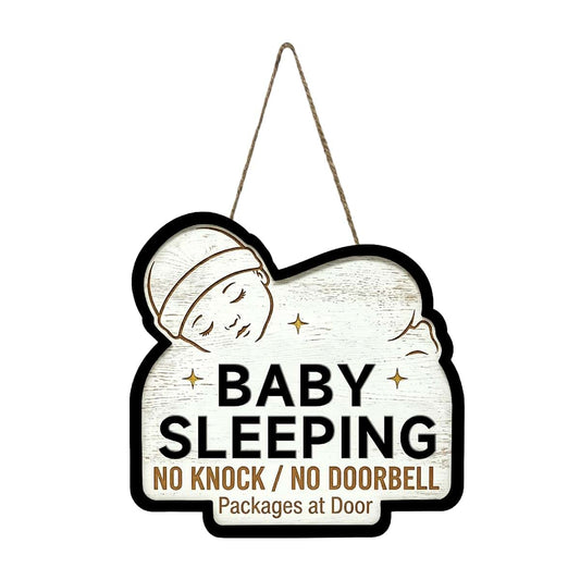 Baby Sleeping Sign Door Hanger for Nursery Decor