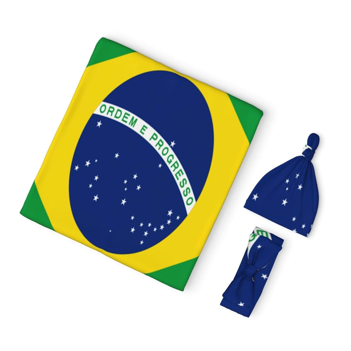 Hepbak Brazil Flag Baby Swaddle Blanket And Headband Set (photo 2)