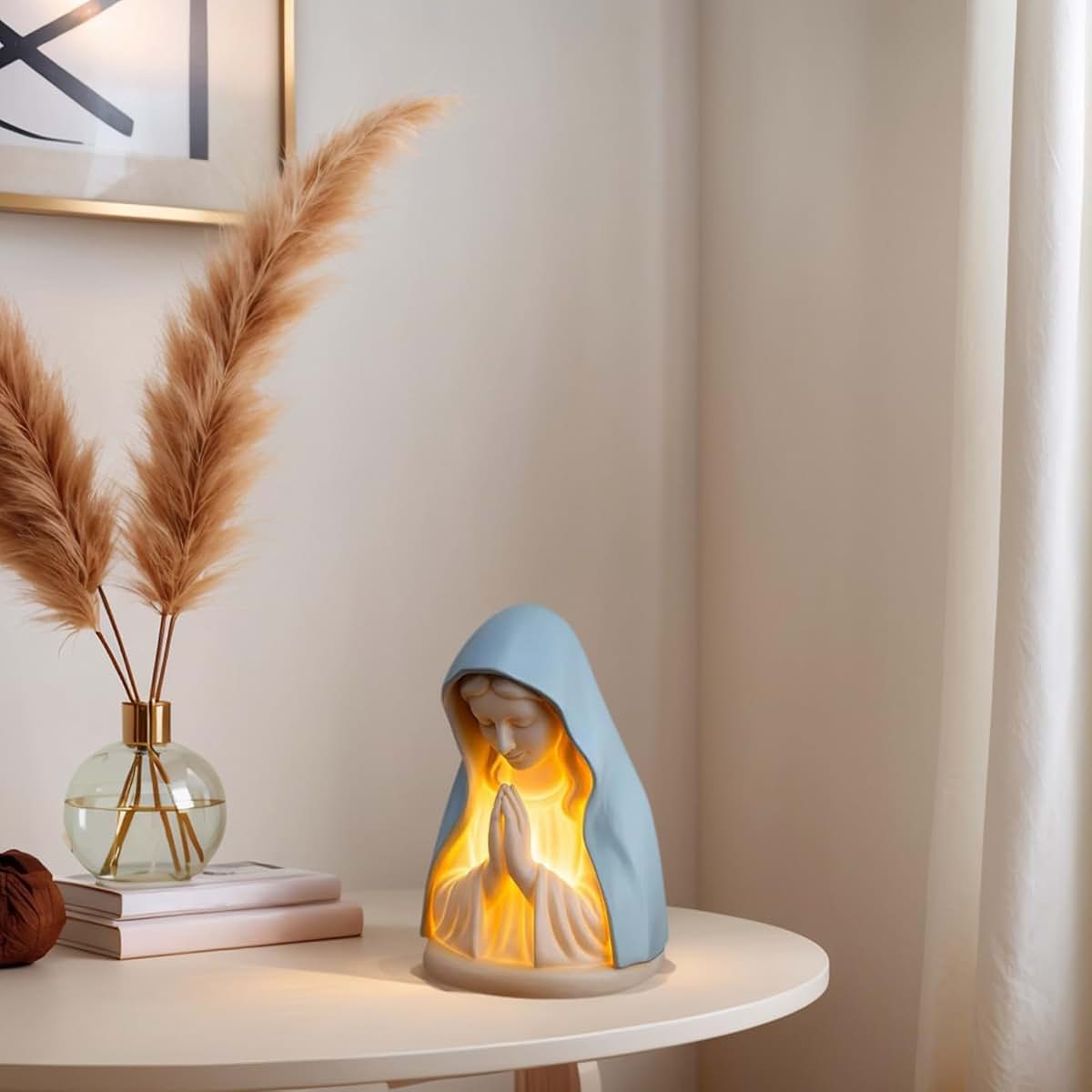 Virgin Mary Prayer Night Light Statue for Home Decor