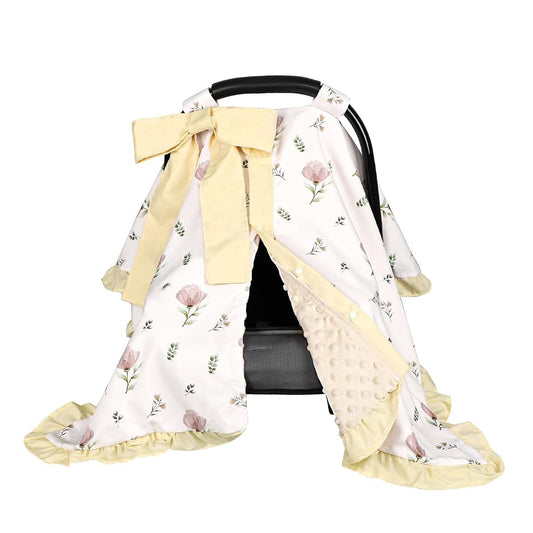 SWESEN Soft Baby Car Seat Cover - Floral Minky Canopy