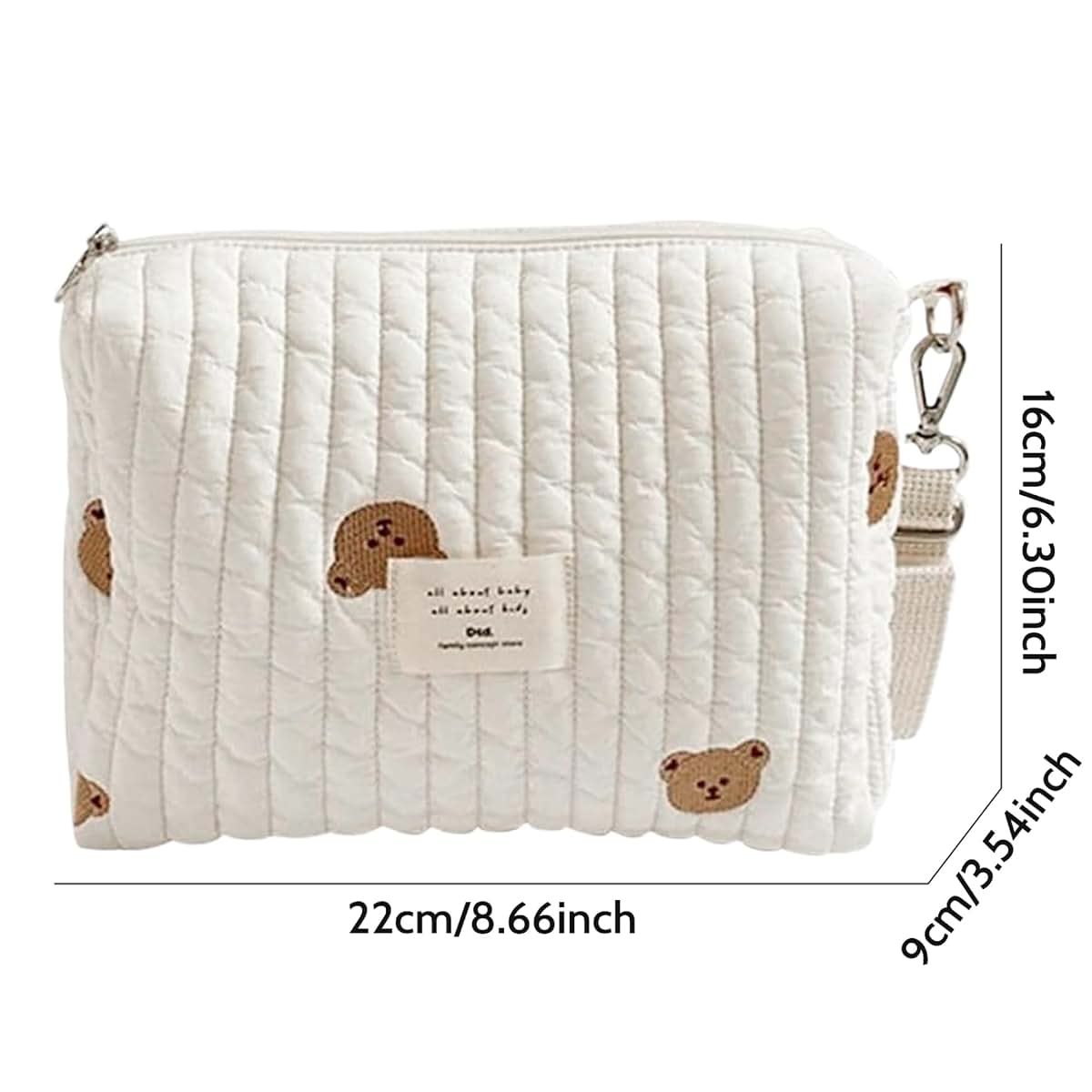 Peosaard Stroller Caddy Cute Bear Pattern Cotton Zipper Closure Stroller Diaper Bag 8.7x3.5x6.3in Stroller Organizer (photo 4)