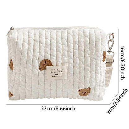 Peosaard Stroller Caddy Cute Bear Pattern Cotton Zipper Closure Stroller Diaper Bag 8.7x3.5x6.3in Stroller Organizer (photo 4)