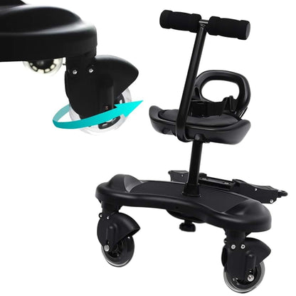 Universal Stroller Board with Detachable Seat, Adjustable Rod, 2 Shock-Absorbing Wheels, 55.12 lb Capacity