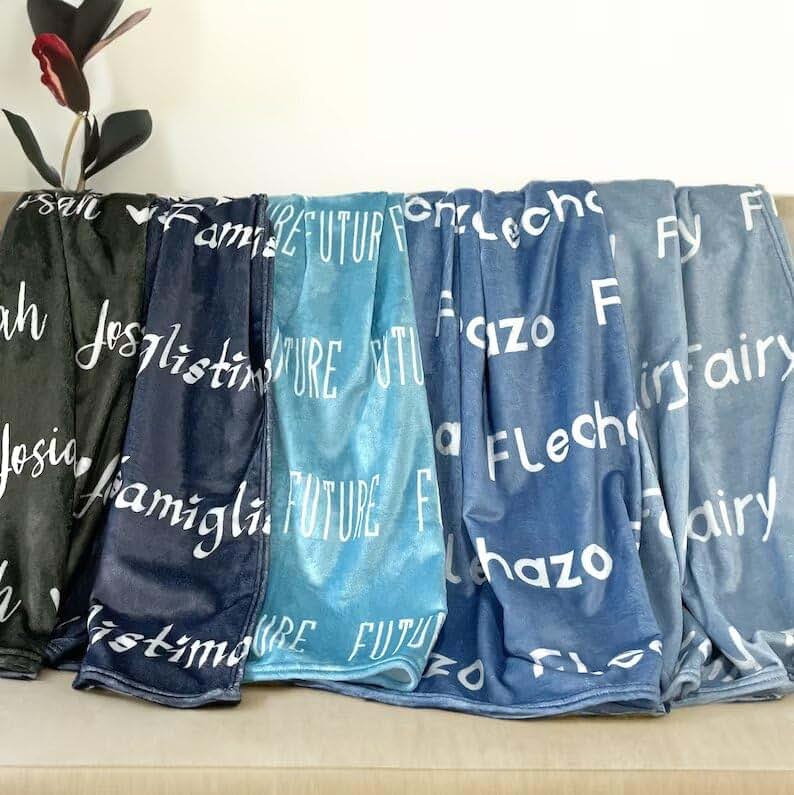 ZoikoM Name Blanket Personalized Name Custom Blanket for Baby/Kids/Youth/Adult,Blanket Gift,Custom Name Nursery Blanket