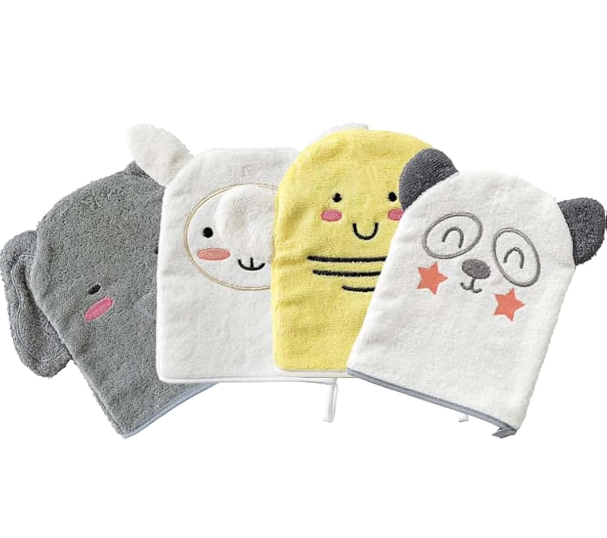 Idea Liftoff Baby Wash Cloth Bath Mits, 4 Count Assorted Colors