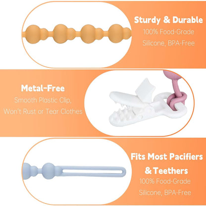 BabyOneStop 4 Pack Silicone Pacifier Clips for Tommee Tippee