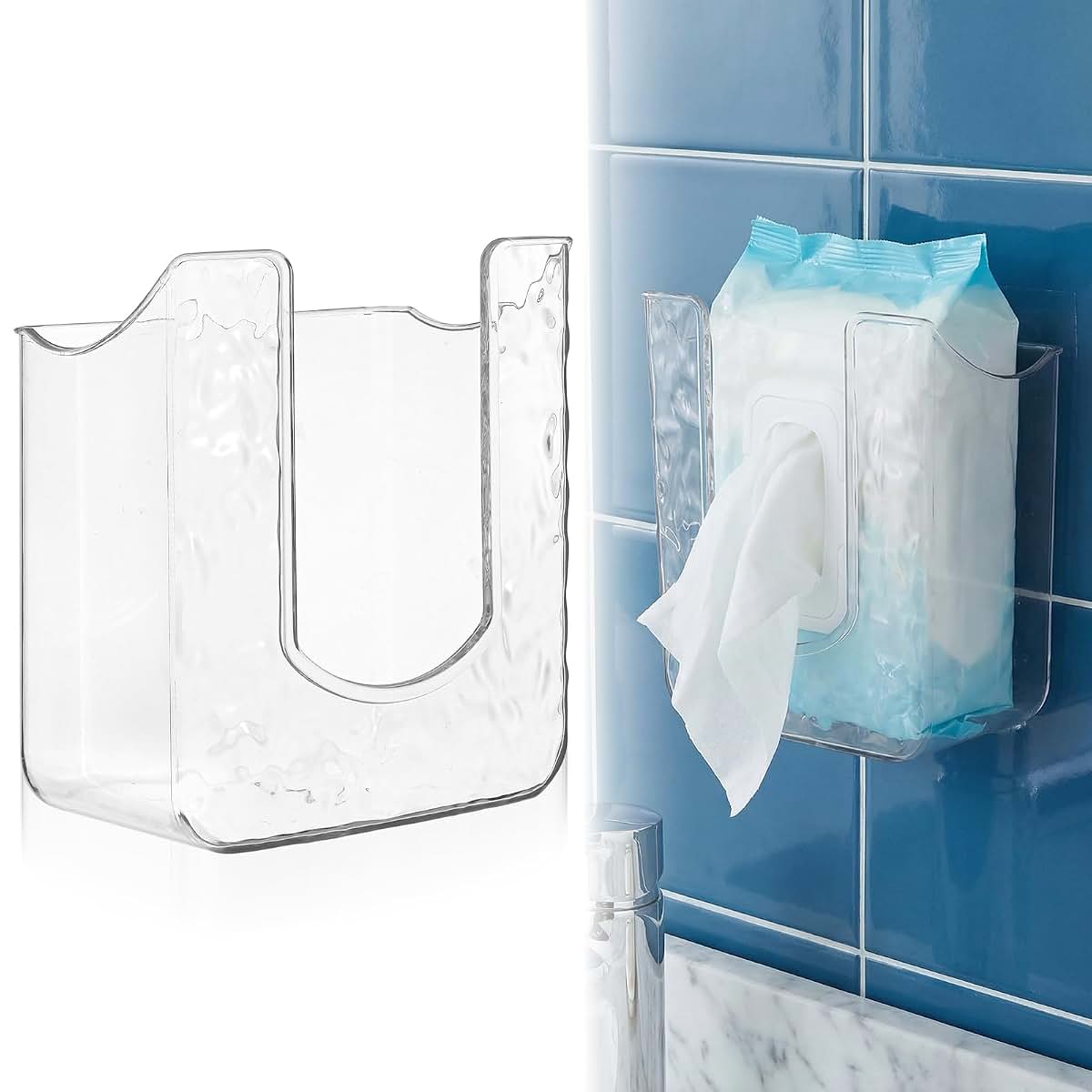 Wall-Mounted Clear Wipes Dispenser Holder for Kitchen and Bathroom
