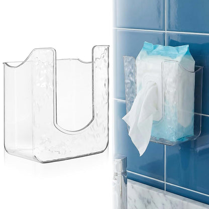 Wall-Mounted Clear Wipes Dispenser Holder for Kitchen and Bathroom