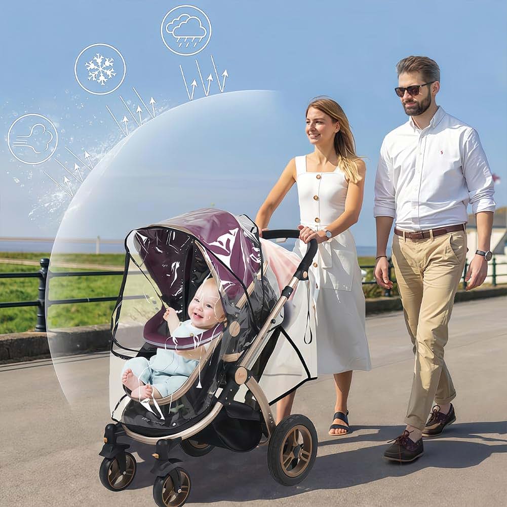 Msiud Clear Stroller Rain Cover, Waterproof, Windproof Barrier for Travel (photo 2)