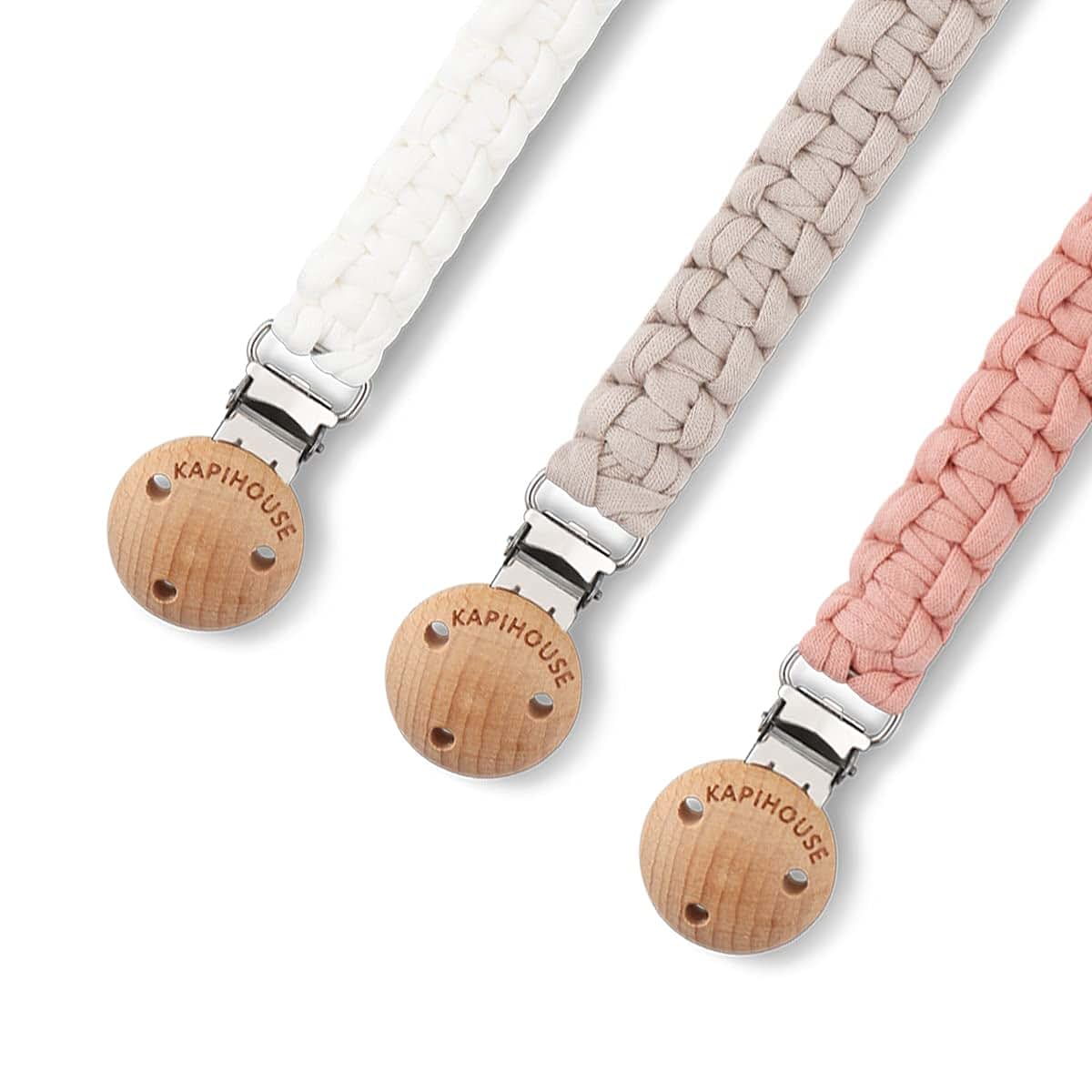 Kapihouse Pacifier Clip 3-Pack, 9.2 Inch Braided Cotton Leashes (photo 4)