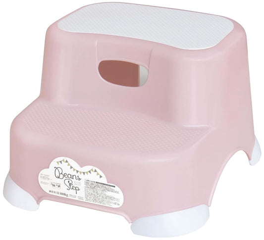 Nishiki Kasei Bean 2-Step Stool in Pink and Beige