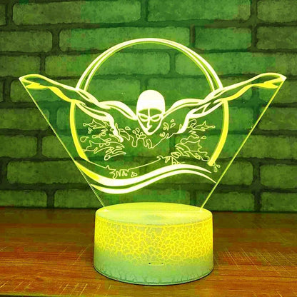 Jinnwell 3D Swimming Night Light Lamp Illusion 7 Color Changing Touch Switch Table Desk Decoration Lamps Acrylic Flat (photo 3)