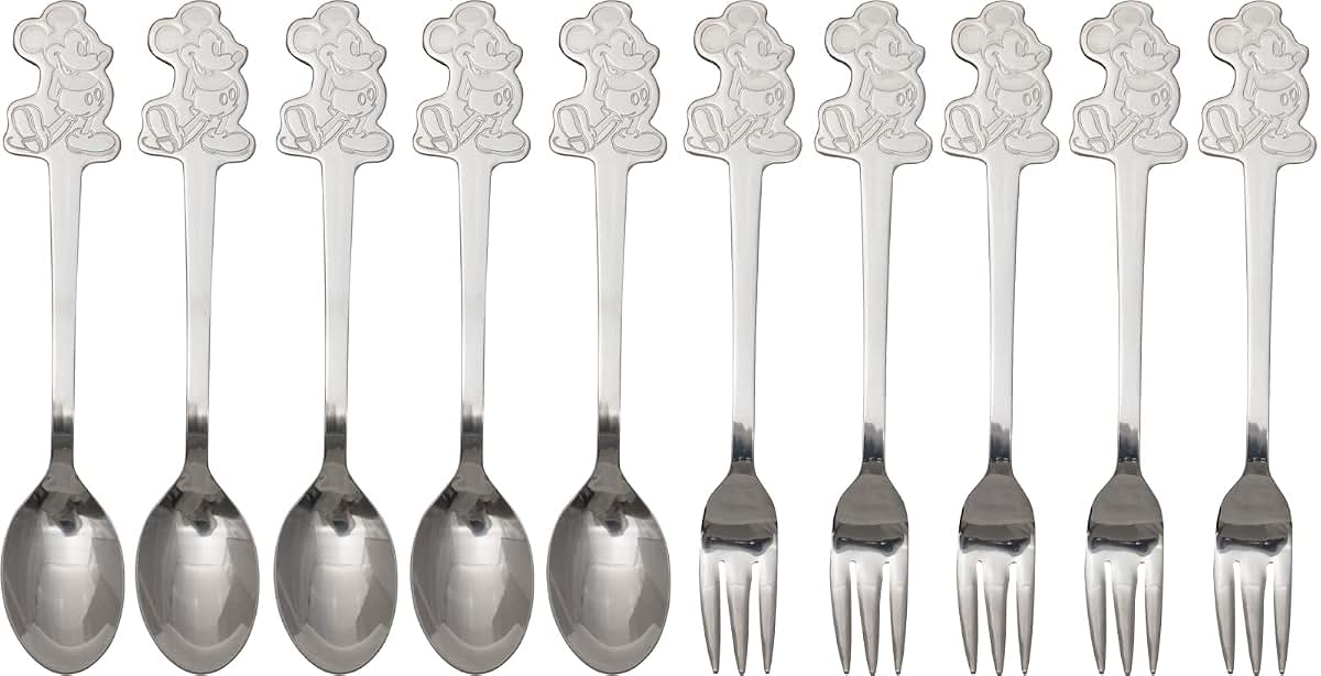 Mickey Mouse Stainless Steel Spoon And Fork Set Of 10 Standing Design