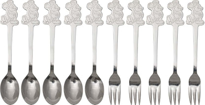 Mickey Mouse Stainless Steel Spoon And Fork Set Of 10 Standing Design