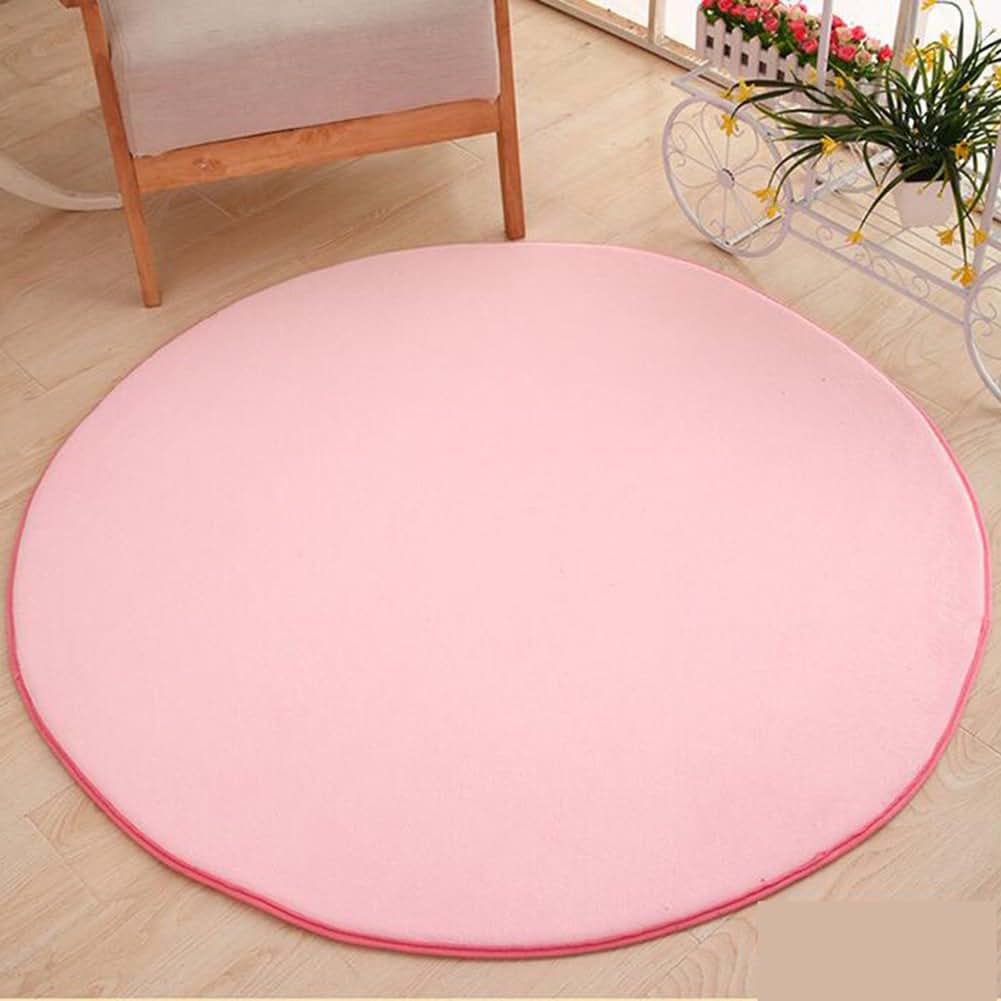 Missingift Round Play Mat for Kids - 40 Inch Pink Circular Rug for Play Tent Rooms (Pink 100cm)