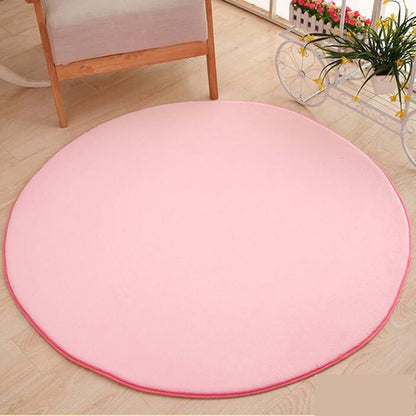 Missingift Round Play Mat for Kids - 40 Inch Pink Circular Rug for Play Tent Rooms (Pink 100cm)