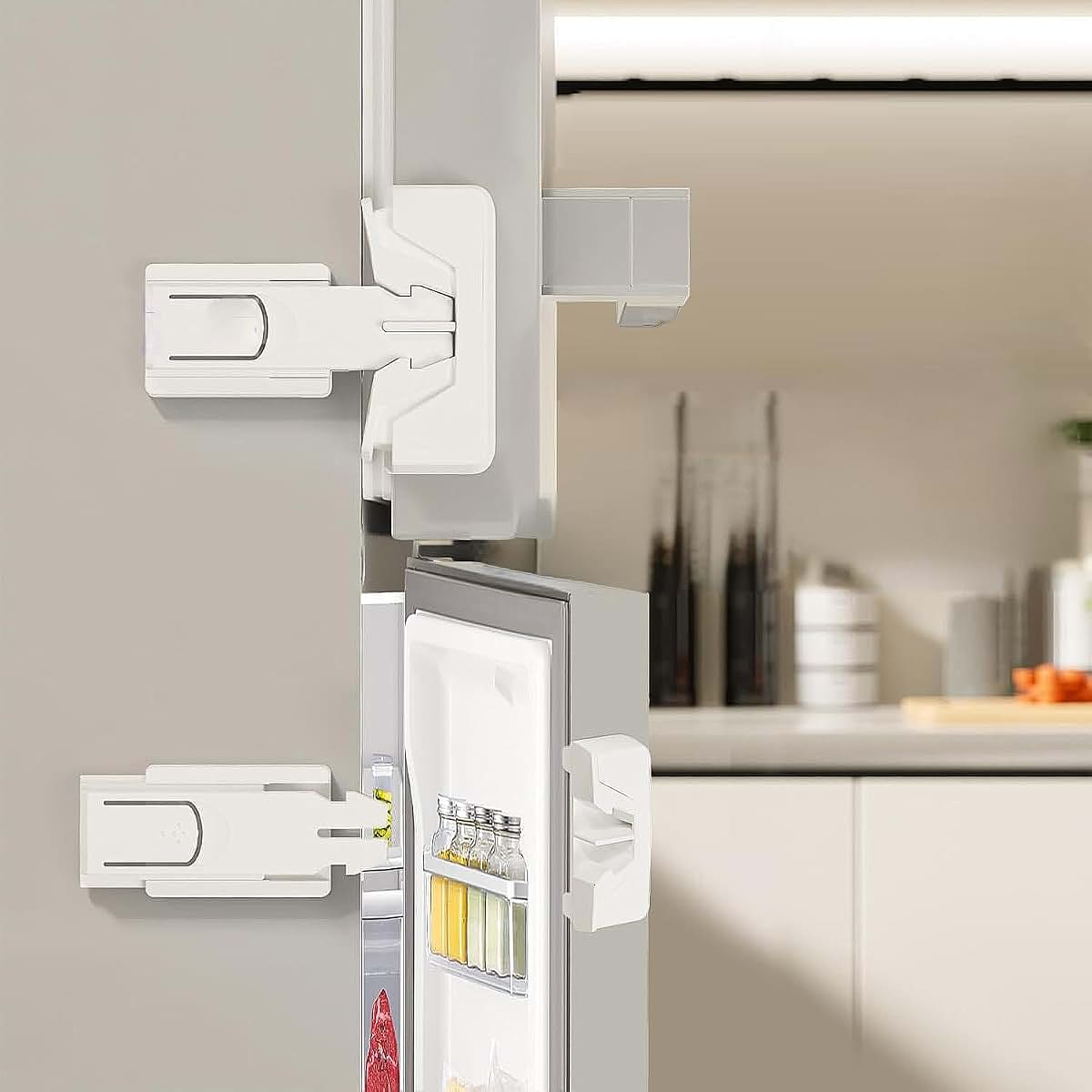 GUJI 2-Pack Updated Refrigerator Lock - No Tools Required, Easy Installation, Fridge Locks for Kids, Aging Seals & (photo 2)