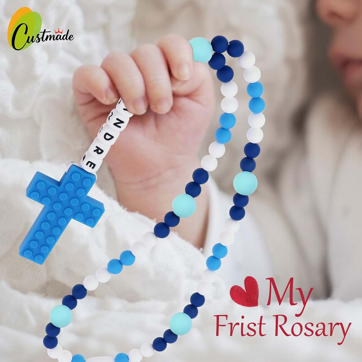 Custmade Personalized Name Silicone Rosary For Baptism Gift