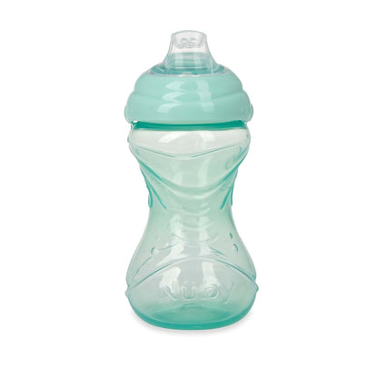 Nuby 3-Pack No-Spill Easy Grip Sippy Cup, 10 oz, Soft Spout, Click Lock Lid