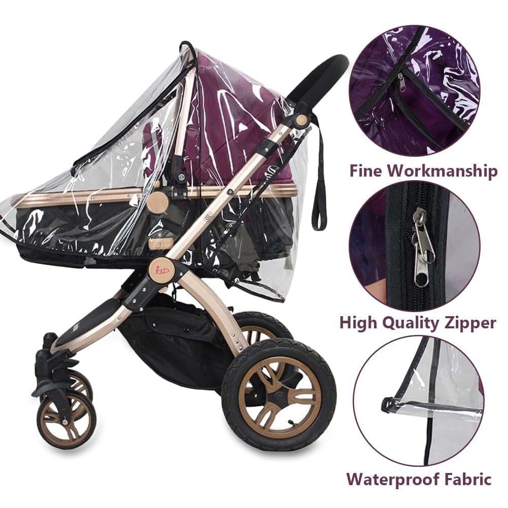 Msiud Clear Stroller Rain Cover, Waterproof, Windproof Barrier for Travel (photo 3)