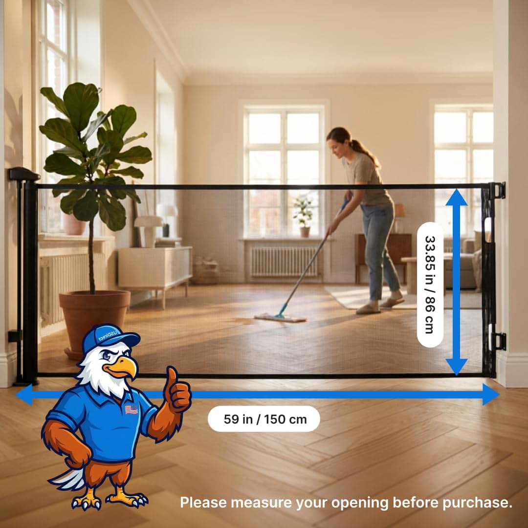 Usdirect Retractable Pet Gate For Stairs And Wide Openings (photo 2)