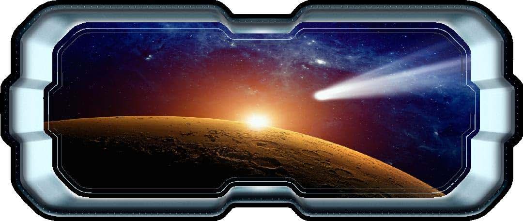 Stickit Graphix SpaceScape Orbiting Mars 3D Space Ship Window Wall Decal Sticker