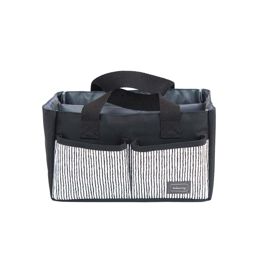 Caroline Baby Diaper Caddy Bag - Nursery Storage Bin for Diapers, Wipes & Toys - Diaper Caddy Tote (Black)