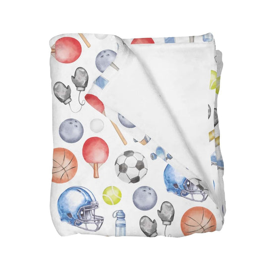 Selgkds Watercolor Sport Baby Blankets for Boys Soccer Basketball Baseball Golf Tennis Infant Toddler Newborn Swaddle