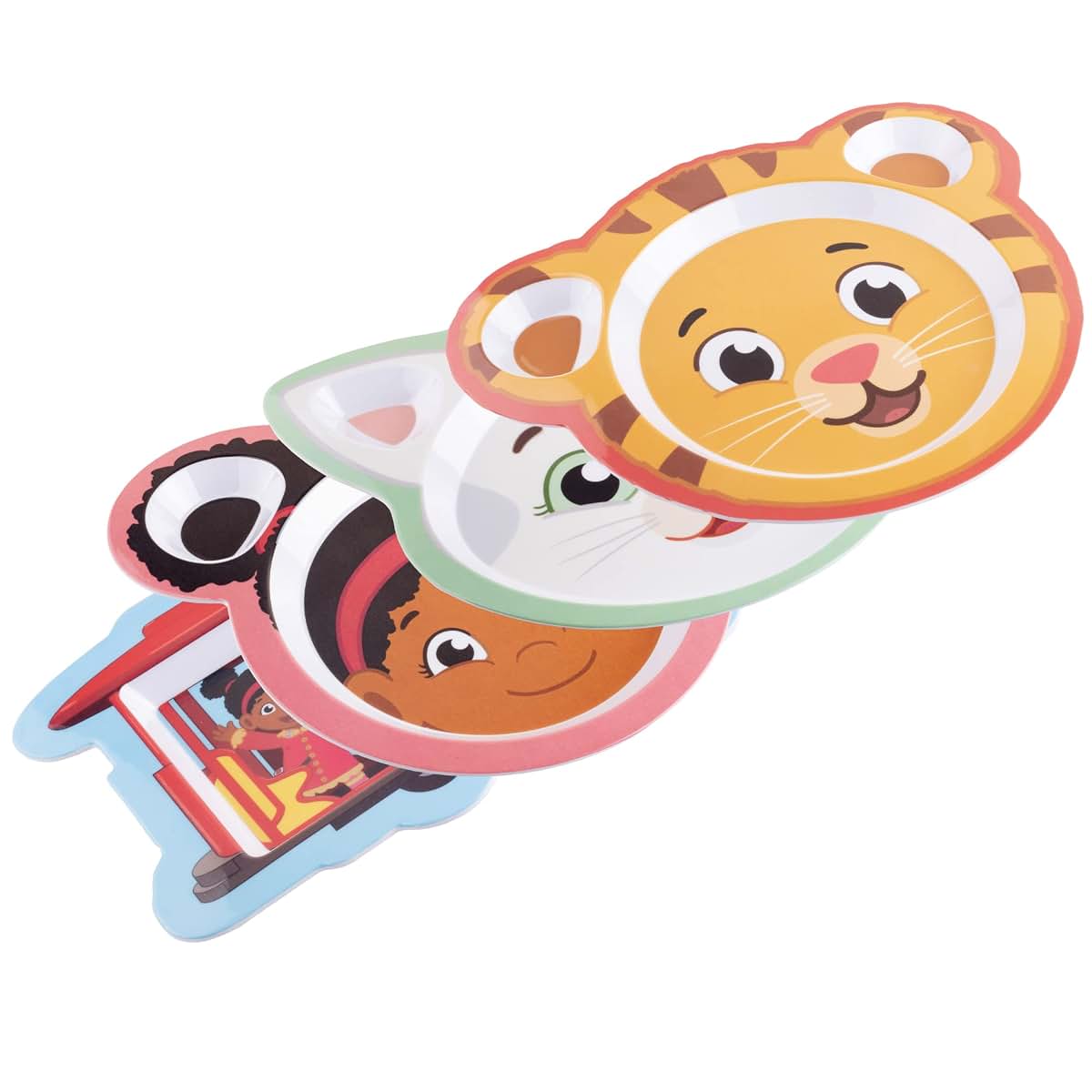 SCS Direct Daniel Tiger Melamine Feeding Plate Set - Four (4) Cute Kids Mealtime Dinnerware for Kids w/ Daniel (photo 3)