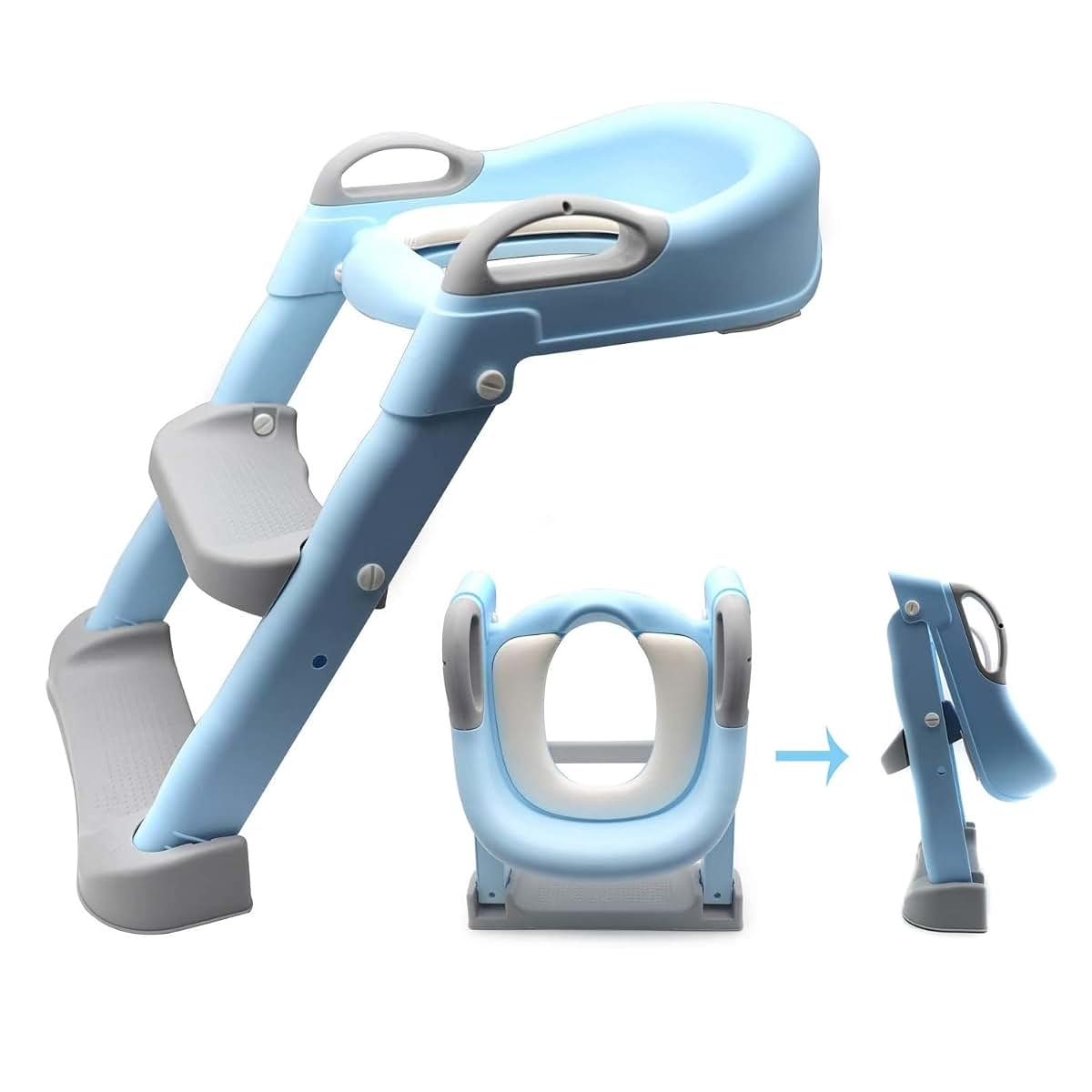 HTTMT Classic Potty Training Toilet Ladder Seat for Toddlers and Kids in Blue