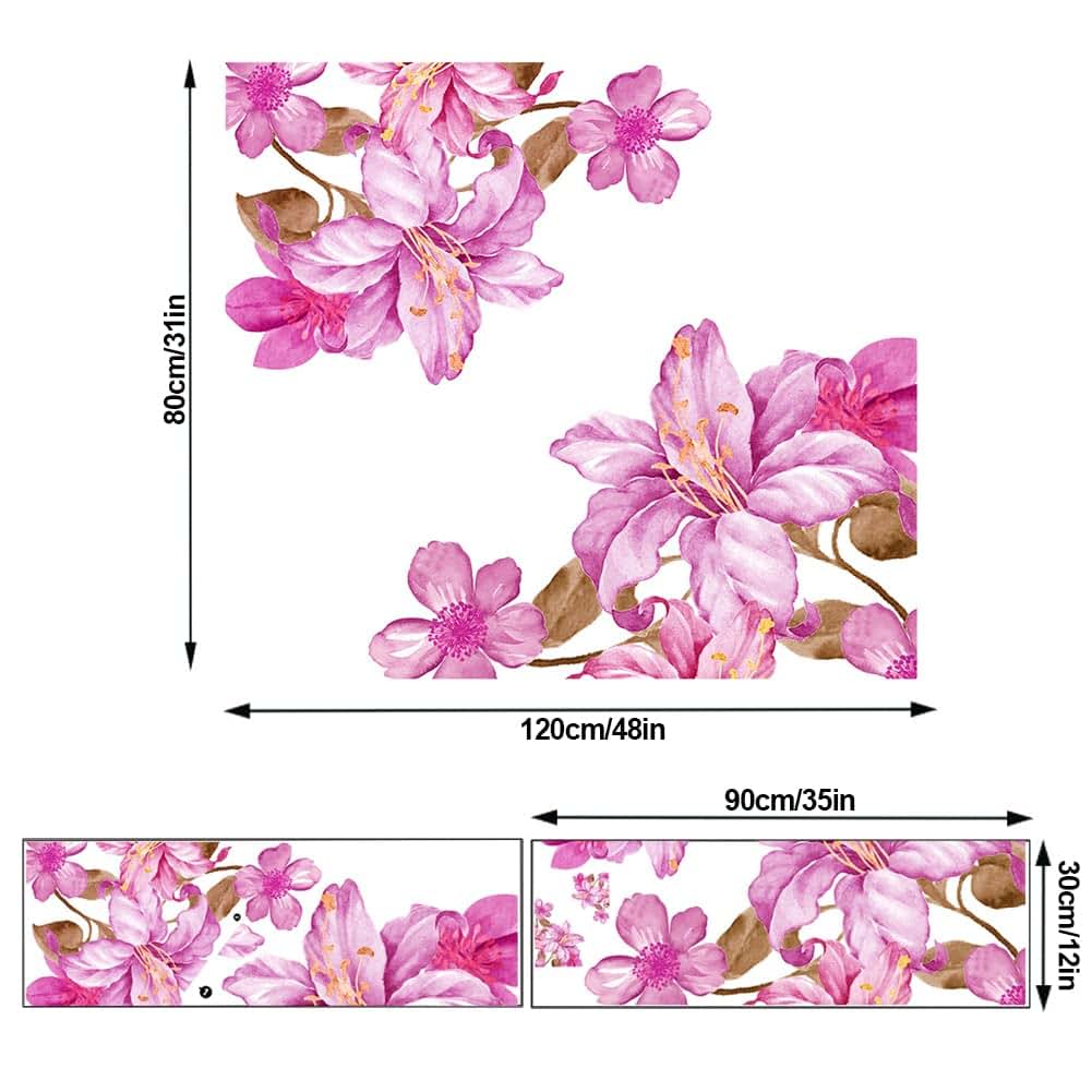 DTLIFEK Giant Pink Flowers Wall Decals For Nursery And Playroom Decor