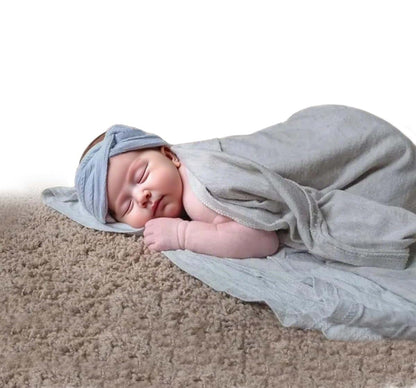Belsen Baby Knotted Wide Stretch Nylon Headband in Light Khaki (photo 3)