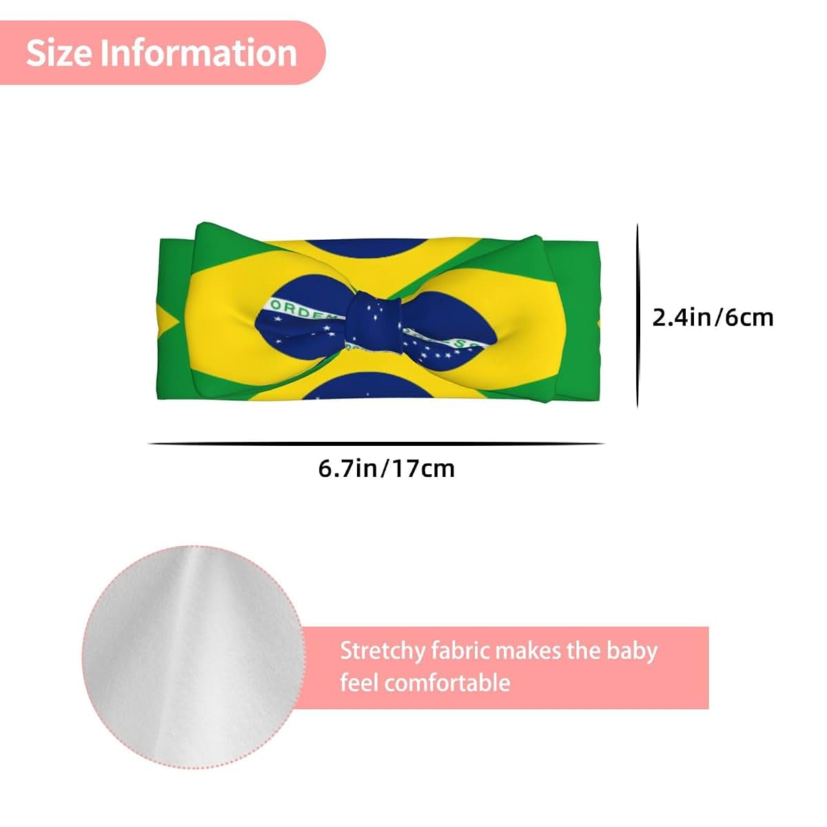 PEGQCVAM Brazilian Flag Baby Bow Headband (photo 3)