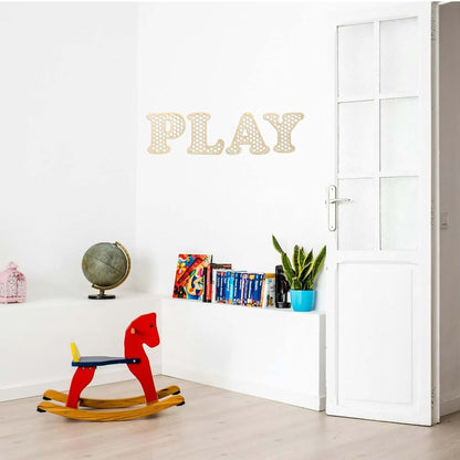 BabyOneStop Wooden Play Rattan Letters Set, 4 Letters for Wall Decor, Boho Playroom and Nursery Decor, Wood Letters