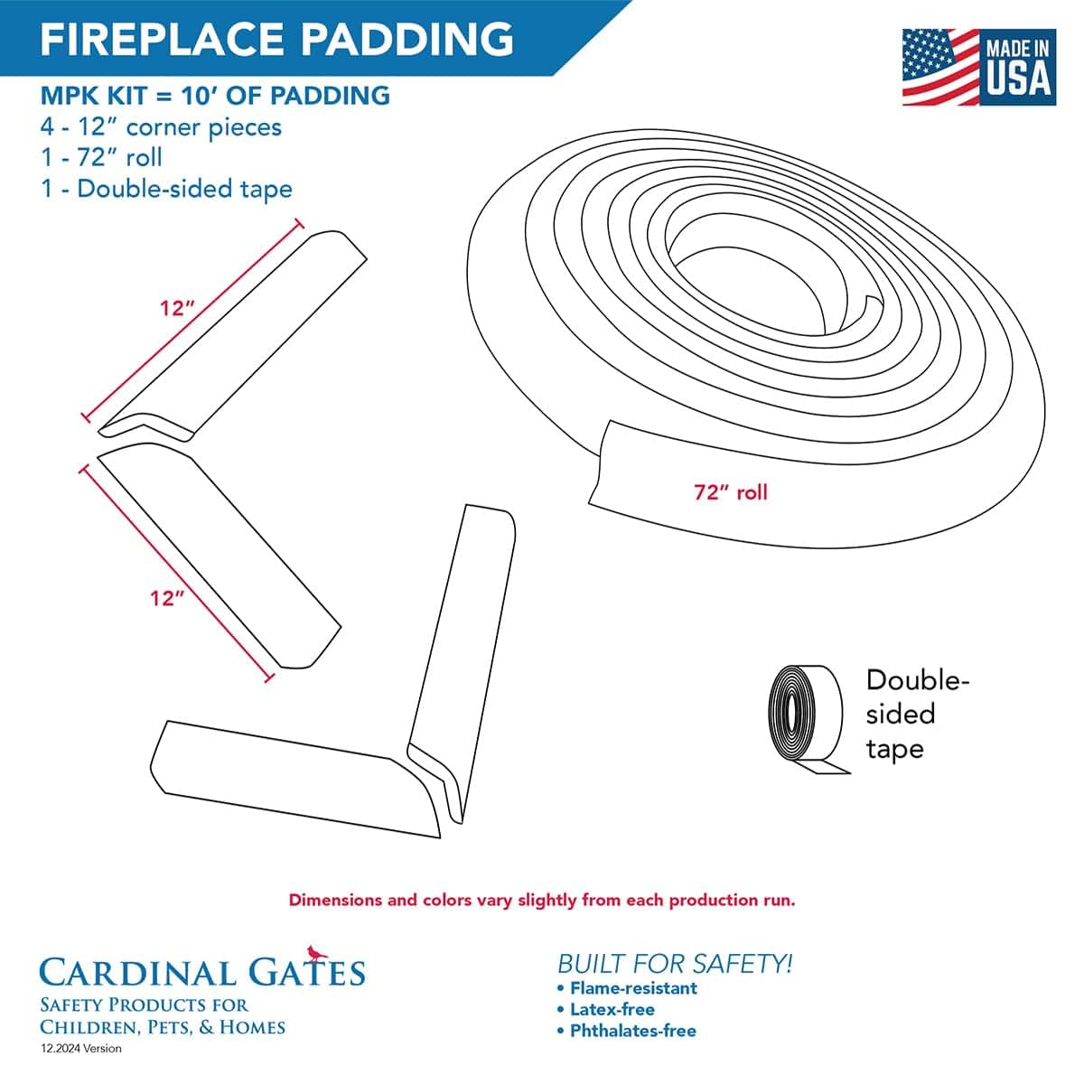 Cardinal Gates Medium Fireplace Hearth Pad Kit for 10 ft Coverage