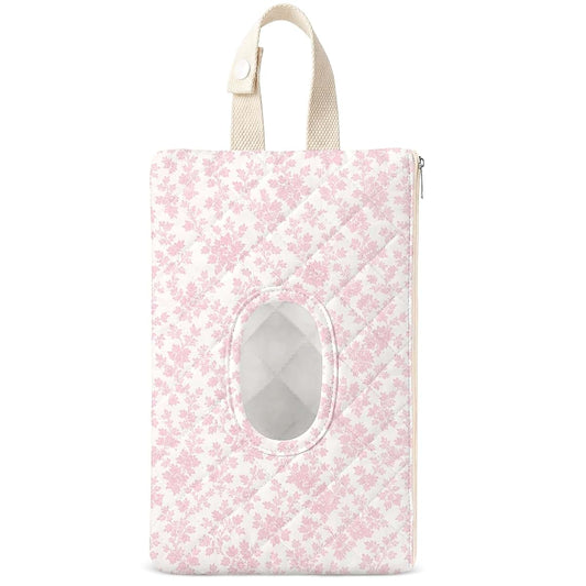 Chicplaid Quilted Wipes Pouch Baby Wipe and Diaper Pouch, Floral, Pink